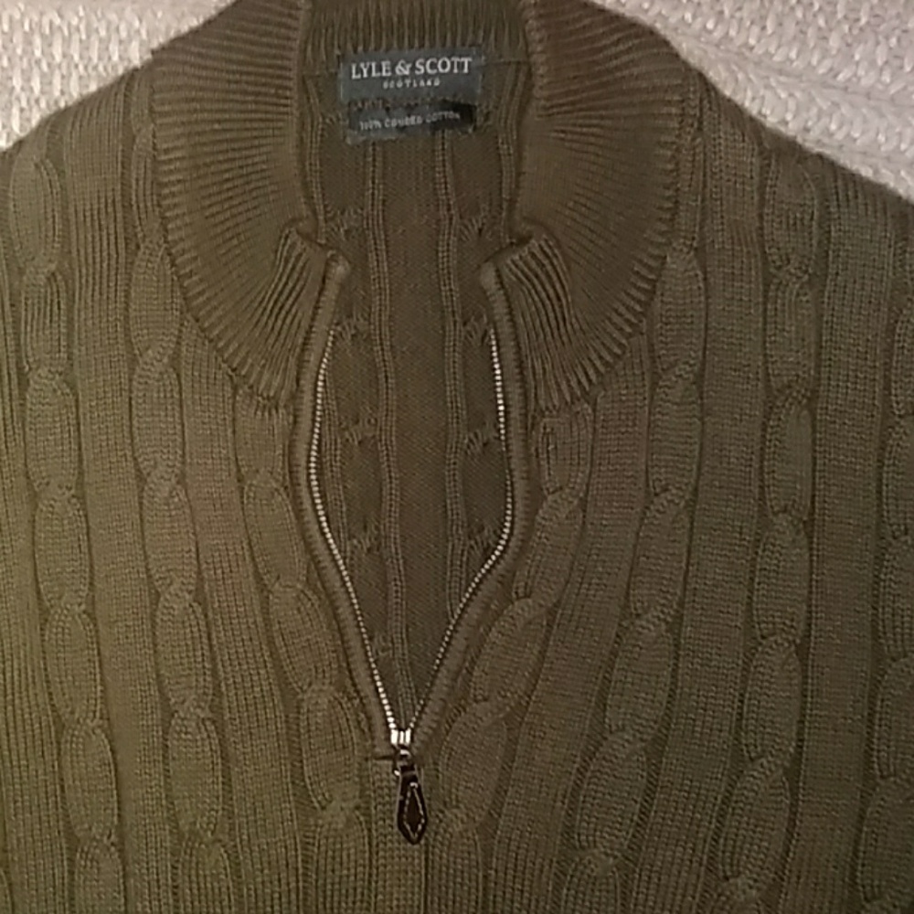 MENS LYLE & SCOTT of SCOTLAND V-NECK ZIP SWEATER